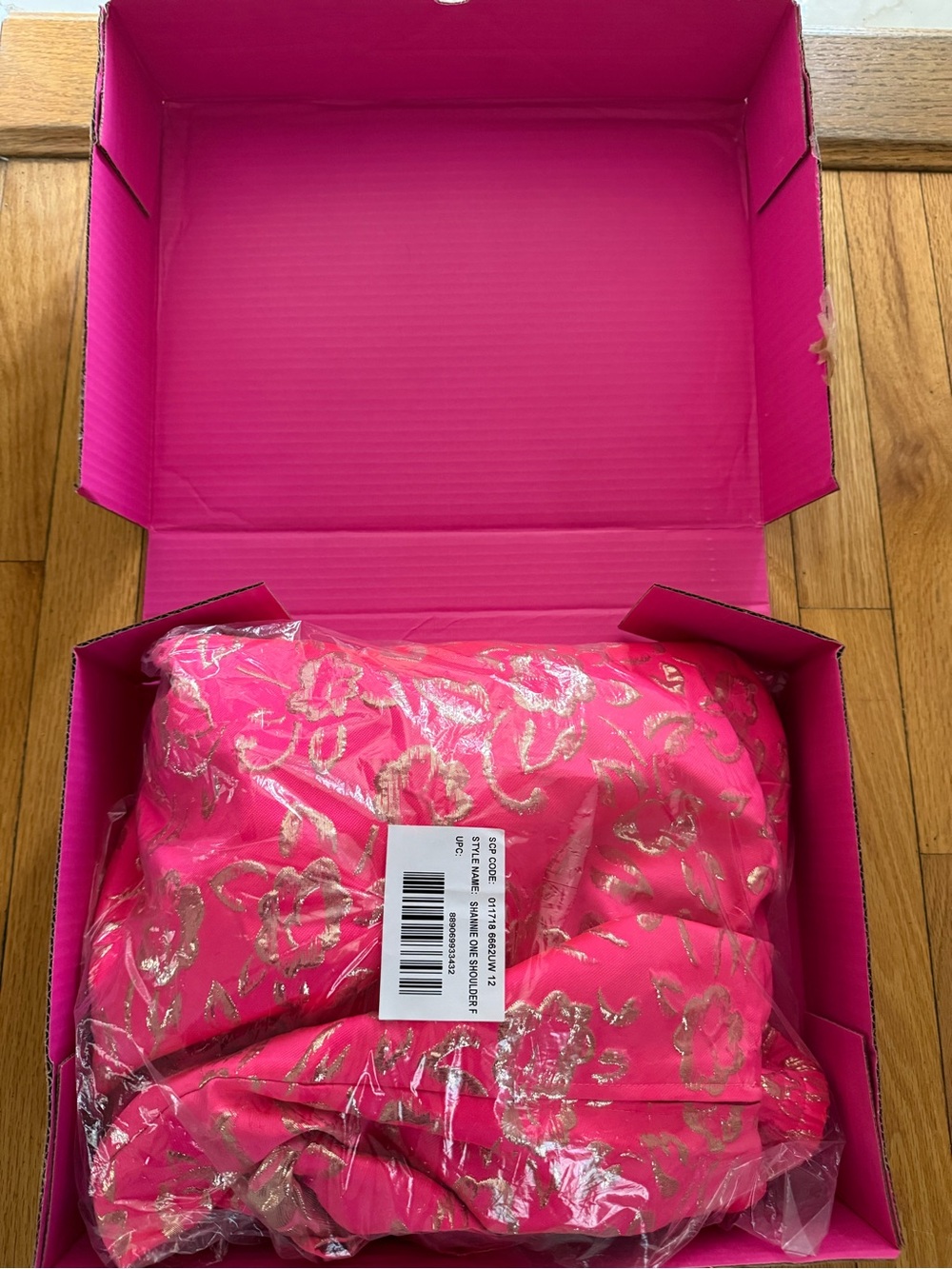 NWT Lilly Pulitzer Shannie One Shoulder Pink and Gold Dress - Size 12 - Picture 9 of 9